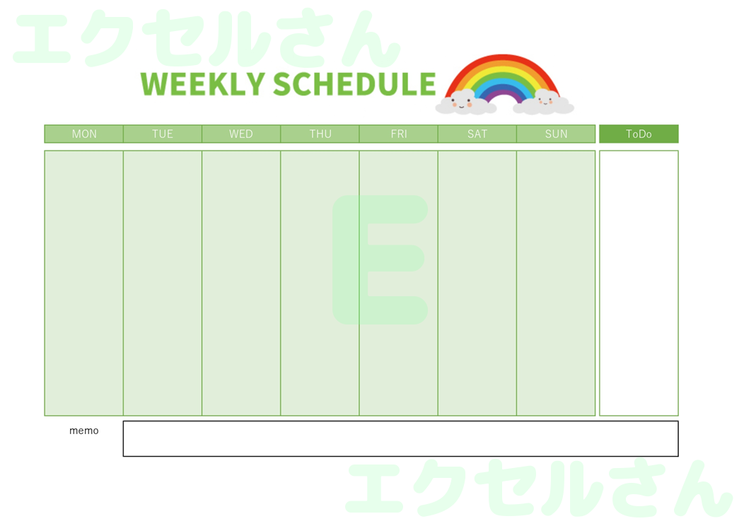 週間スケジュール表:Excel