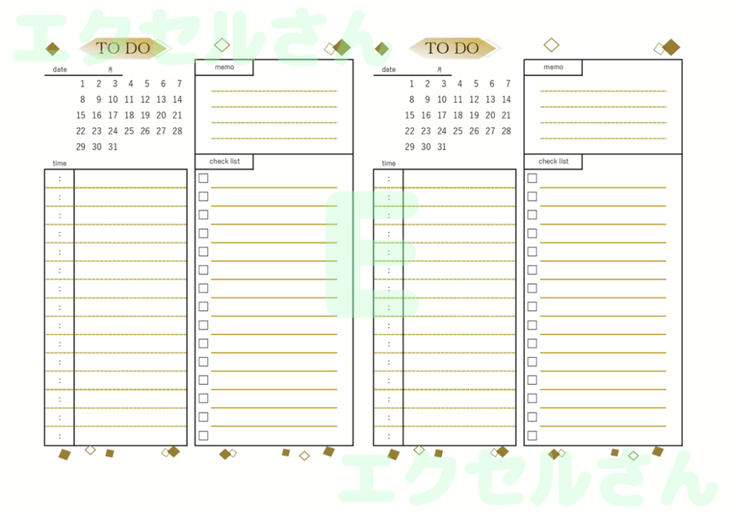 TODOリスト：Excel無料