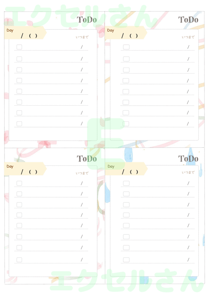 ToDoリスト：Excel無料
